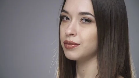 Close up beautiful woman's face Stock Footage
