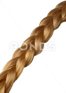 Close-up of beautifully braided light brown hair strand PSD Template