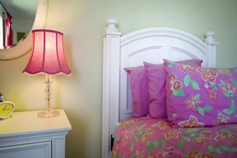 Close up on a bed in a bedroom Stock Photos