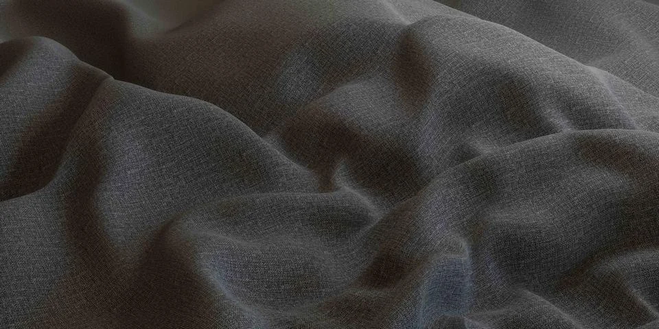 Close up of bed with black comforter 3d render illustration Stock Illustration