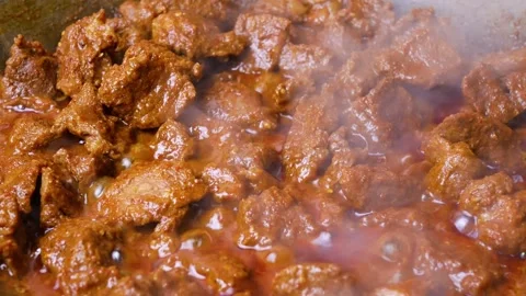 Close-up of beef rendang in the making, a popular traditional indonesian di.. Stock Footage 269148216