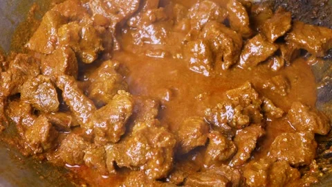 Close-up of beef rendang in the making, a popular traditional indonesian di.. Stock Footage 269148404
