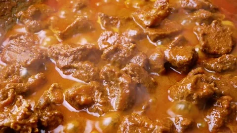 Close-up of beef rendang in the making, a popular traditional indonesian di.. Stock Footage 269148948
