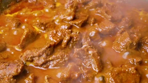Close-up of beef rendang in the making, a popular traditional indonesian di.. Stock Footage 269149079