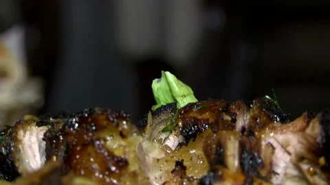 Close up of beef steak. Smooth video blur Stock Footage 133251705