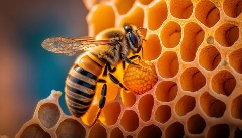 A close-up of a beehive on a honeycomb Stock Illustration