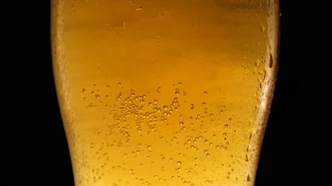 Close-up Beer Bubbles Into beer Glass Stock Footage 153515505