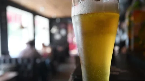 Close-up beer bubbles in glass Stock Footage 66387033