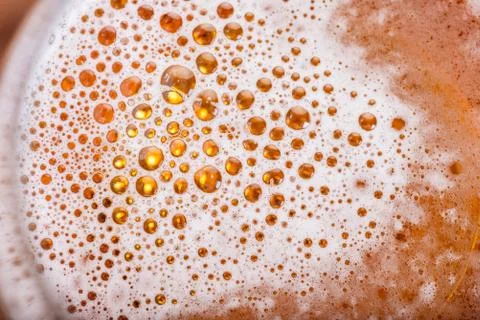 Close up of beer bubbles. Stock Photos