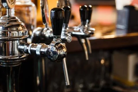 Close-up of the beer pipes Fotos de archivo