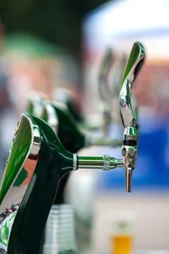 Close Up of Beer Tap Selective Focus Point Stock Photos