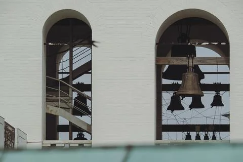 Close-up of bells in white tower Stock Photos