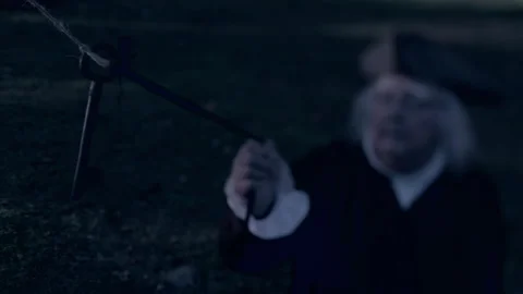 Close-up of Ben Franklin's hand holding kite string, Pennsylvania, USA, 1750s -  動画素材 239413351