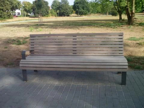 Close up bench in German park Stock Photos