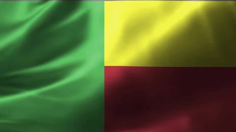 Close-up of the Benin flag waving in the wind. Benin national flag waving 4K. Stock Footage 245183578