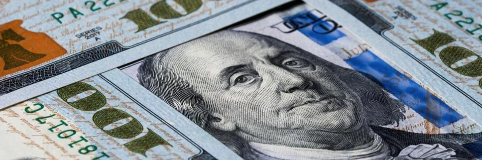 Close-Up of Benjamin Franklins Face from the 100 Bill Stock Photos