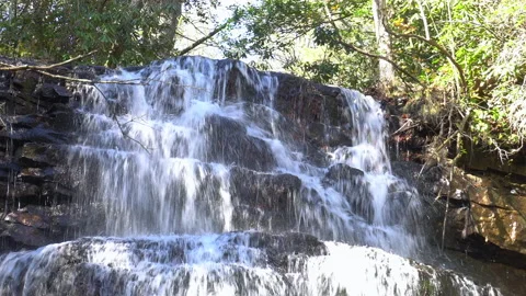 Close up of Benton Falls, water fall flowing in the mountains of Tennessee. Stock Footage 143501833