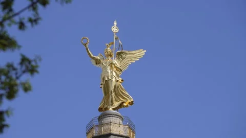Close-up of the Berlin Victory Column on a sunny day. Stock Footage 302075355