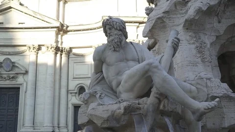 Close Up of Bernini's Fountain Video stock 85263281