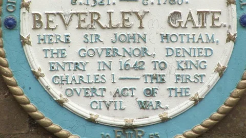 Close up of Beverley Gate plaque in Kingston upon Hull East Yorkshire, UK Stock Footage 105323760