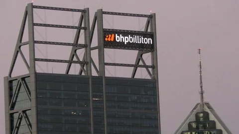 Close up BHP Biliton mining headquarter in Perth Stock Footage 74406142