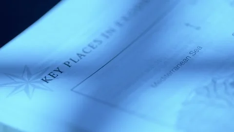 Close-up of Bible Reference to Biblical Key Places with Soft Lighting Video stock 325373524