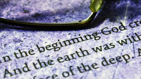 Close up of Bible Scripture Symbolizing Christian Faith and Spirituality Видео 337971553