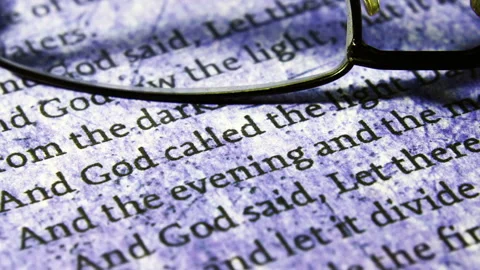 Close up of Bible Scripture Symbolizing Christian Faith and Spirituality Видео 338306503