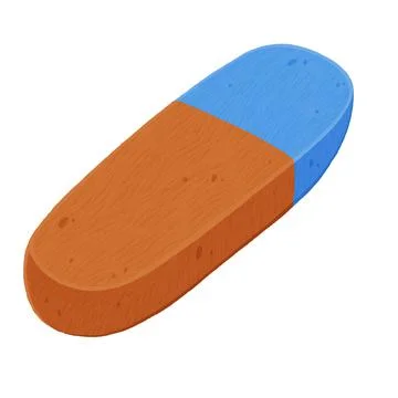 Close up of a bicolor eraser. Colored bright sketch. Stock Illustration