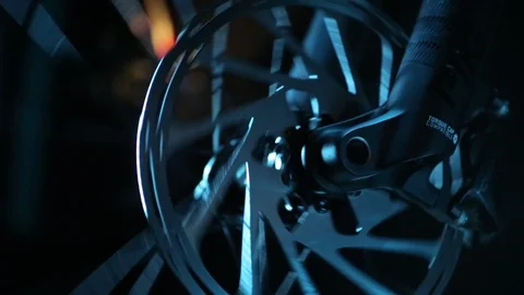 Close up on bicycle disk brake rotor. Stock-Footage 115311177