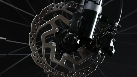 Close up on bicycle disk brake rotor. Stock-Footage 166244308