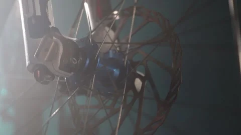 Close up on bicycle disk brake rotor. Stock Footage 168269899