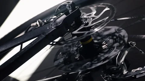 Close up on bicycle disk brake rotor. Video stock 169670391