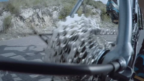 Close-up of bicycle gear and chain spinning Stock Footage 128761003