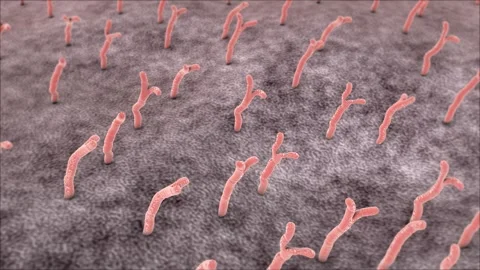 Close-up of bifidobacterium Microscopic demonstration Stock Footage 121202544