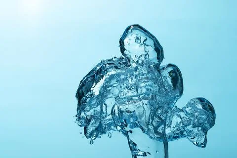 Close up of  big air bubble , isolated on blue background. Stock Photos