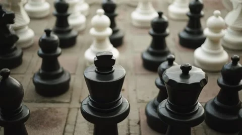 Close-up of Big Chess Pieces Stock Footage 47082356