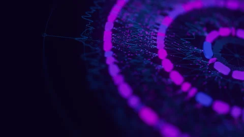 Close up of Big Data complex round graph animation. Quantum computing universe Stock Footage 329971522