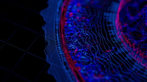 Close up of Big Data complex round graph animation. Quantum computing universe Stock Footage 330665539