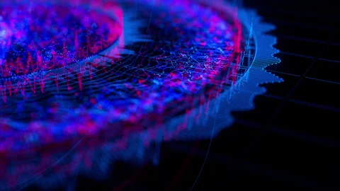 Close up of Big Data complex round graph animation. Quantum computing universe Stock Footage 331015008
