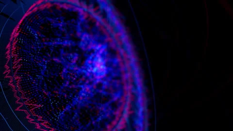 Close up of Big Data complex round graph animation. Quantum computing universe Stock Footage 331198022