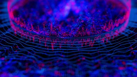 Close up of Big Data complex round graph animation. Quantum computing universe Stock Footage 331719928