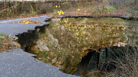 Close-up of big structural collapse on road Video stock 57131515