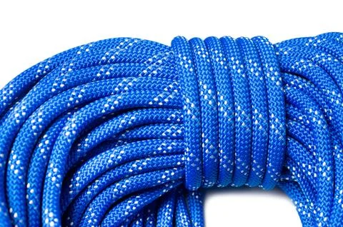 Close up of bight of dynamic rope using in sport climbing Stock Photos