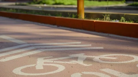 Close up of a bike path in a public park Stock Footage 307643410