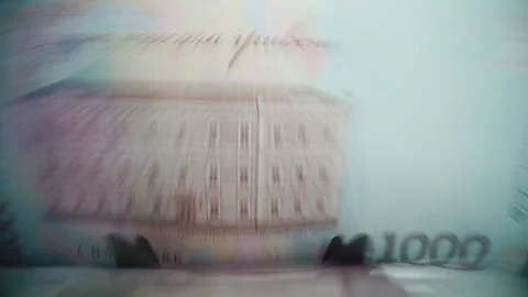 Close up of bill counter counting thousands of hryvnia banknotes Video stock 280098512