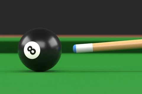 Close-up of billiard ball number eight black color on billiard table Stock Illustration