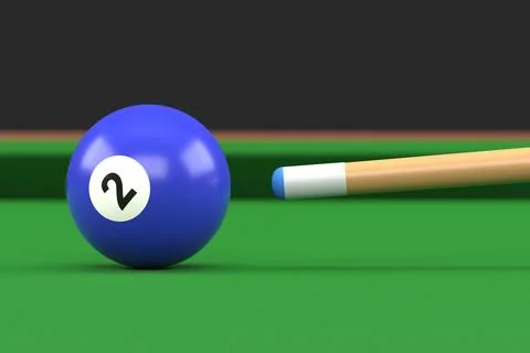 Close-up of billiard ball number two blue color on billiard table Stock Illustration