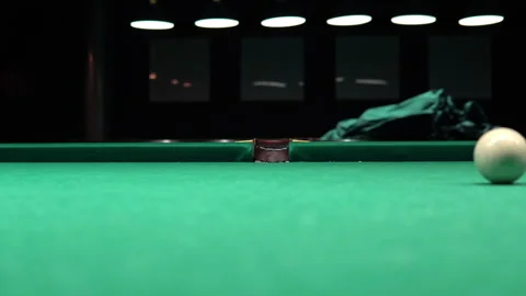 Close up of a billiard ball. Pockets the ball. Russian billiards game Stock Footage 147223715
