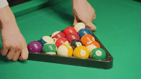Close Up of Billiard Player Preparing to Break on Green Pool Table Stock Footage 302005126
